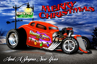 A Christmas card With Stanley and Weiss Racings Best Wishes, Download It Now And Share With Friends