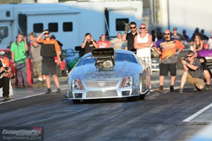 John Stanley takes his first drive in the new Larry Jeffers Race Cars CTS-V Cadillac PDRA Pro Mod.