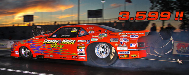 John Stanley On his way to his personal best 3.599 ADRL Camaro Pro Mod record At Raceway Park Shakedown Nationals